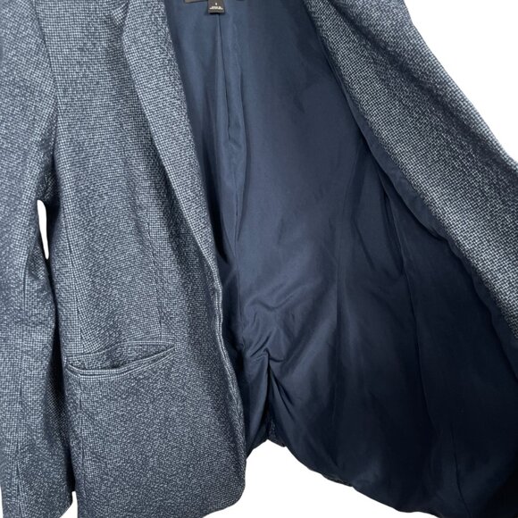 Ann Taylor Factory Tweed Blazer Size 6 Navy Blue One Button Career Workwear - Picture 8 of 12